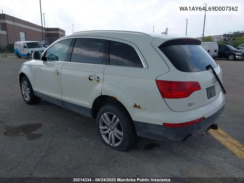 2009 Audi Q7 V6 VIN: WA1AY64L69D007362 Lot: 20214334