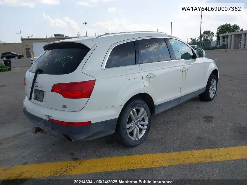 2009 Audi Q7 V6 VIN: WA1AY64L69D007362 Lot: 20214334