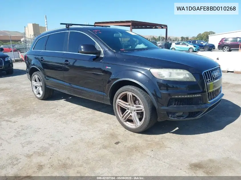2011 Audi Q7 3.0T S Line Prestige VIN: WA1DGAFE8BD010268 Lot: 42197104