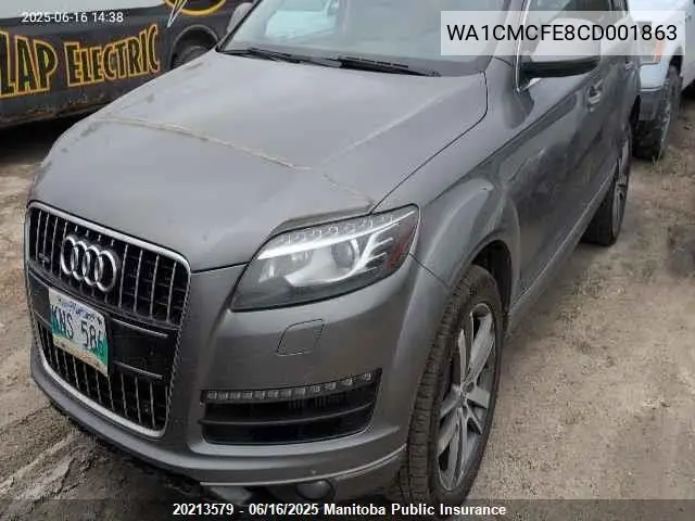 2012 Audi Q7 V6 Tdi VIN: WA1CMCFE8CD001863 Lot: 20213579