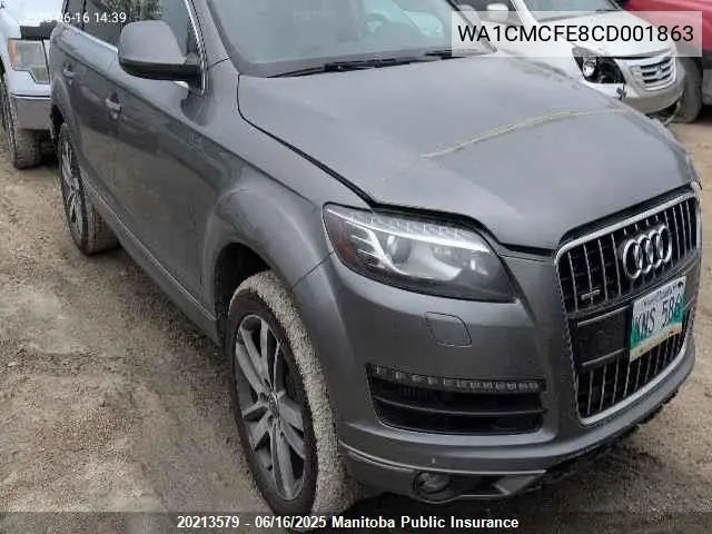 2012 Audi Q7 V6 Tdi VIN: WA1CMCFE8CD001863 Lot: 20213579