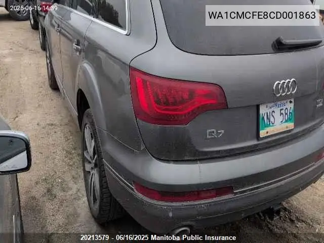 2012 Audi Q7 V6 Tdi VIN: WA1CMCFE8CD001863 Lot: 20213579