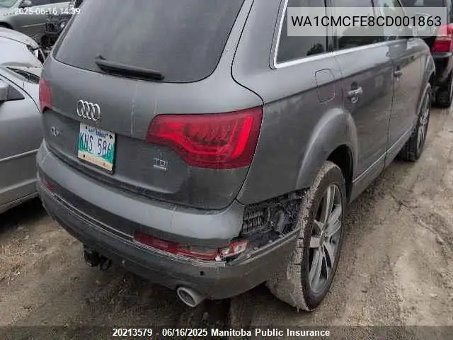 2012 Audi Q7 V6 Tdi VIN: WA1CMCFE8CD001863 Lot: 20213579