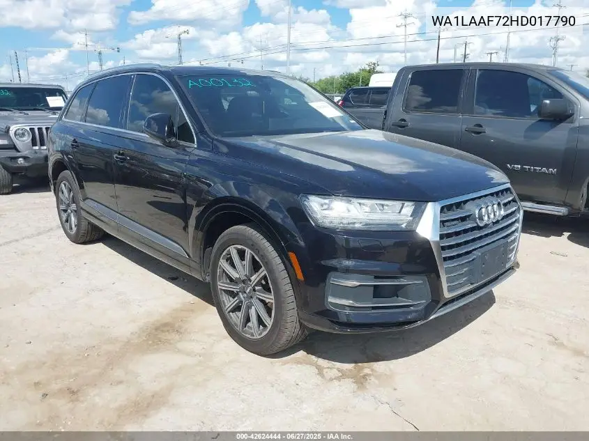 2017 Audi Q7 3.0T Premium VIN: WA1LAAF72HD017790 Lot: 42624444