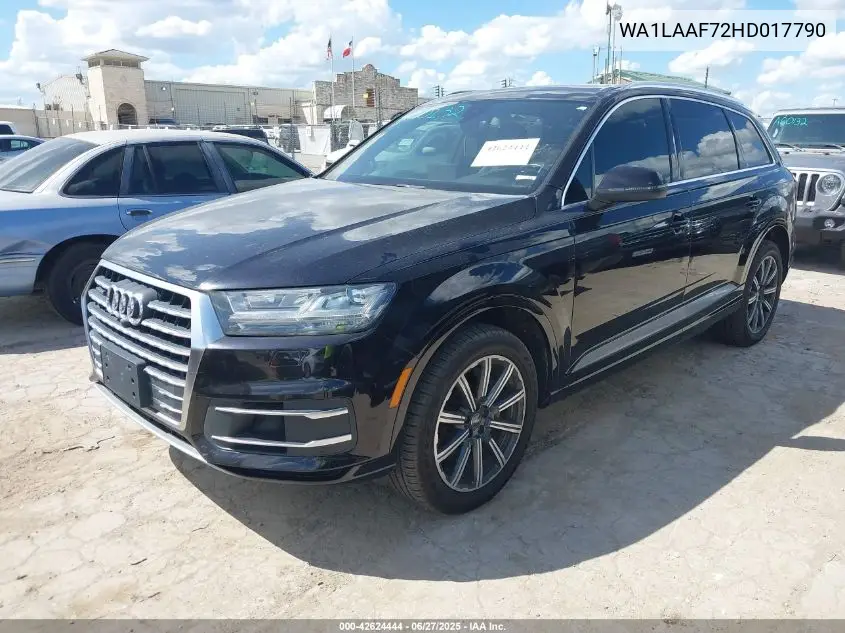 2017 Audi Q7 3.0T Premium VIN: WA1LAAF72HD017790 Lot: 42624444