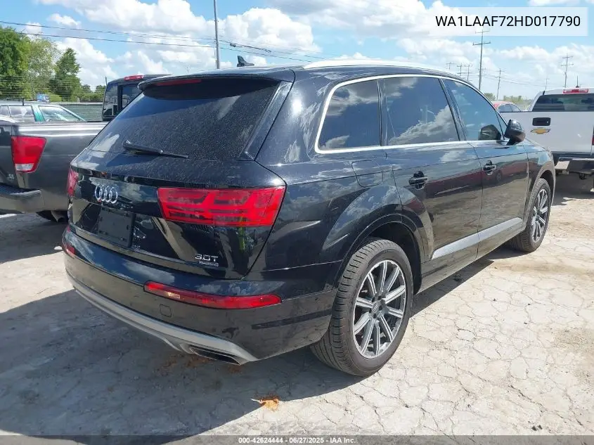 2017 Audi Q7 3.0T Premium VIN: WA1LAAF72HD017790 Lot: 42624444