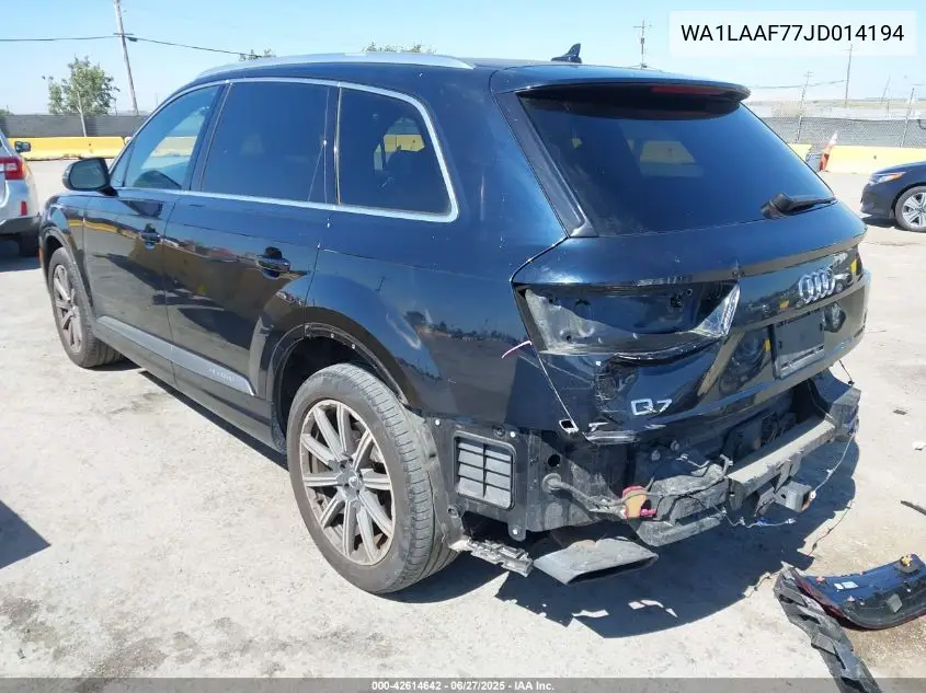 2018 Audi Q7 3.0T Premium VIN: WA1LAAF77JD014194 Lot: 42614642
