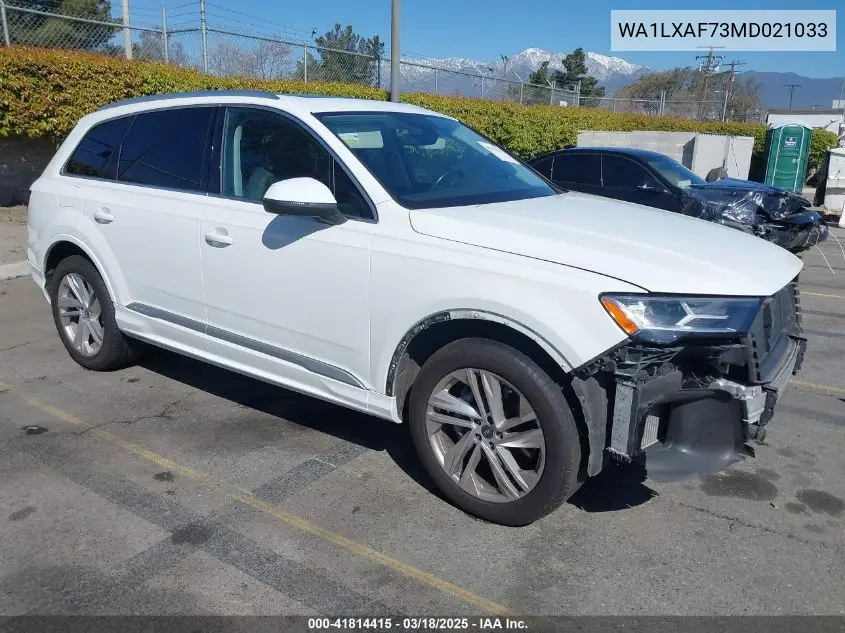 2021 Audi Q7 Premium Plus 55 Tfsi Quattro Tiptronic VIN: WA1LXAF73MD021033 Lot: 41814415