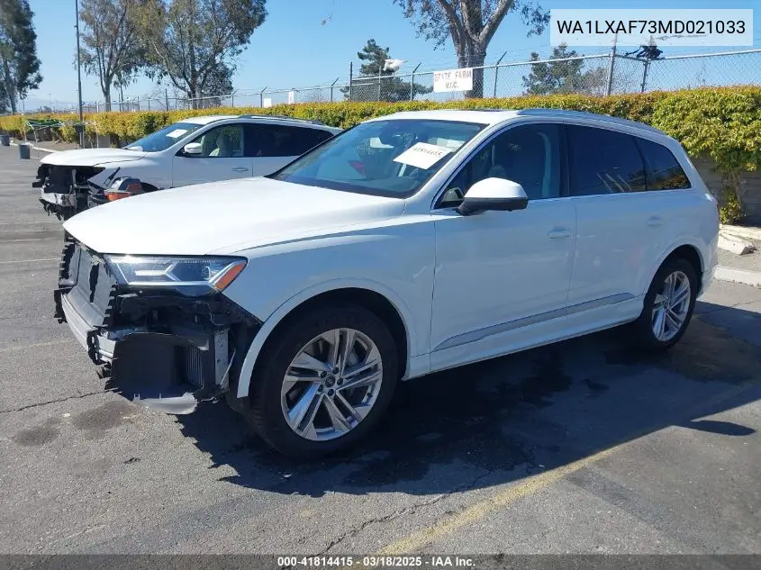 2021 Audi Q7 Premium Plus 55 Tfsi Quattro Tiptronic VIN: WA1LXAF73MD021033 Lot: 41814415