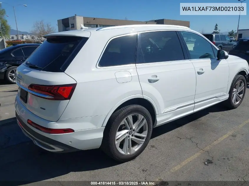 2021 Audi Q7 Premium Plus 55 Tfsi Quattro Tiptronic VIN: WA1LXAF73MD021033 Lot: 41814415