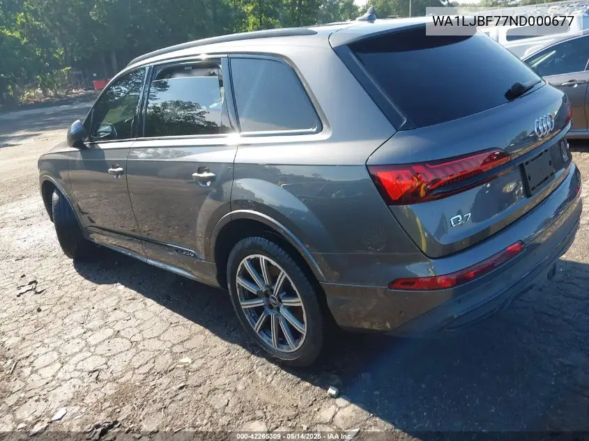 2022 Audi Q7 Premium Plus 45 Tfsi Quattro Tiptronic VIN: WA1LJBF77ND000677 Lot: 42265309