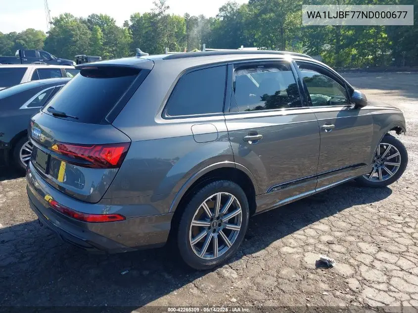 2022 Audi Q7 Premium Plus 45 Tfsi Quattro Tiptronic VIN: WA1LJBF77ND000677 Lot: 42265309