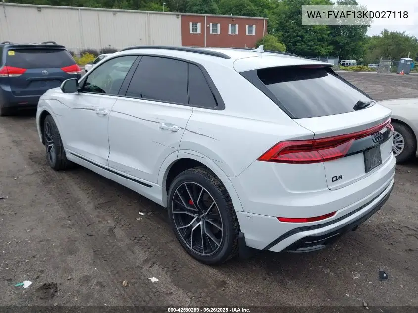 2019 Audi Q8 55 Premium VIN: WA1FVAF13KD027118 Lot: 42580289