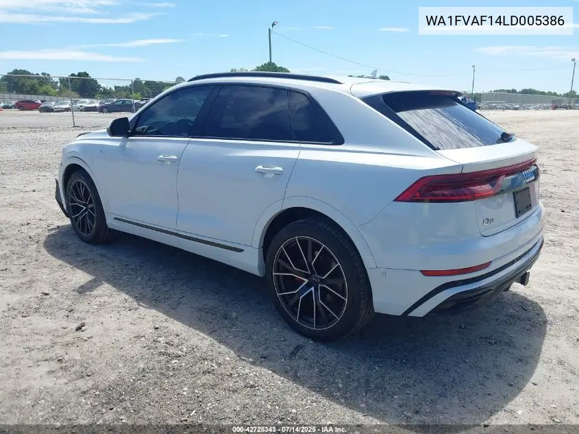 2020 Audi Q8 Prestige 55 Tfsi Quattro Tiptronic VIN: WA1FVAF14LD005386 Lot: 42728343
