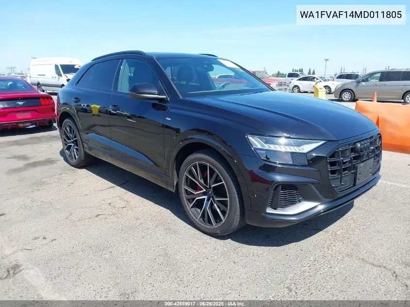 2021 Audi Q8 Prestige 55 Tfsi Quattro Tiptronic VIN: WA1FVAF14MD011805 Lot: 42559017