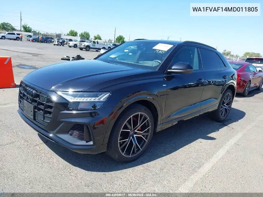 2021 Audi Q8 Prestige 55 Tfsi Quattro Tiptronic VIN: WA1FVAF14MD011805 Lot: 42559017