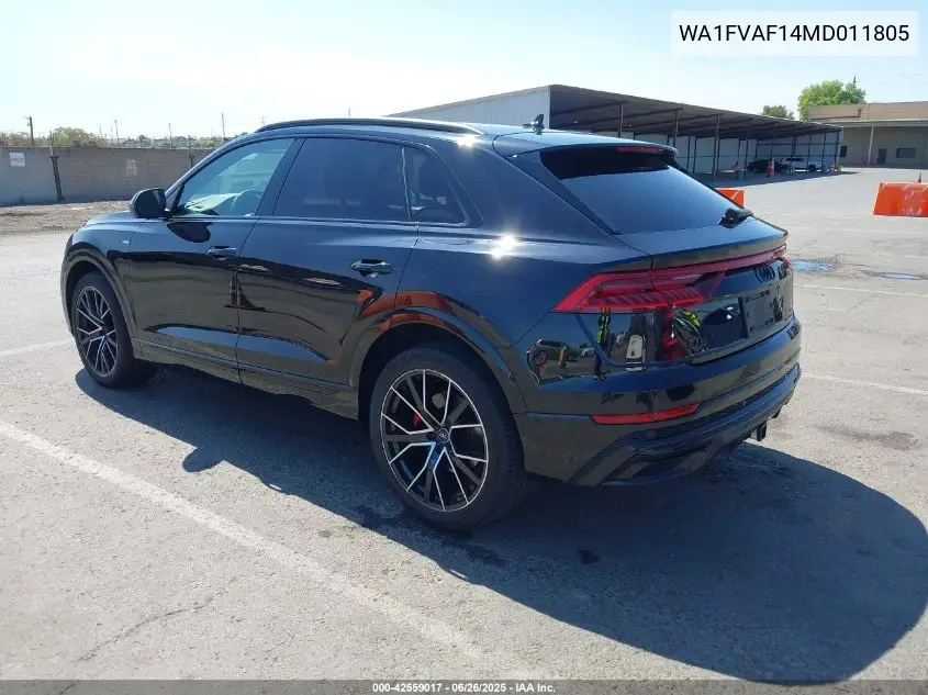 2021 Audi Q8 Prestige 55 Tfsi Quattro Tiptronic VIN: WA1FVAF14MD011805 Lot: 42559017