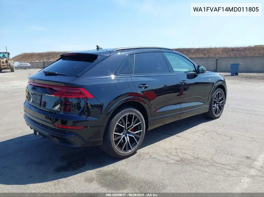 2021 Audi Q8 Prestige 55 Tfsi Quattro Tiptronic VIN: WA1FVAF14MD011805 Lot: 42559017