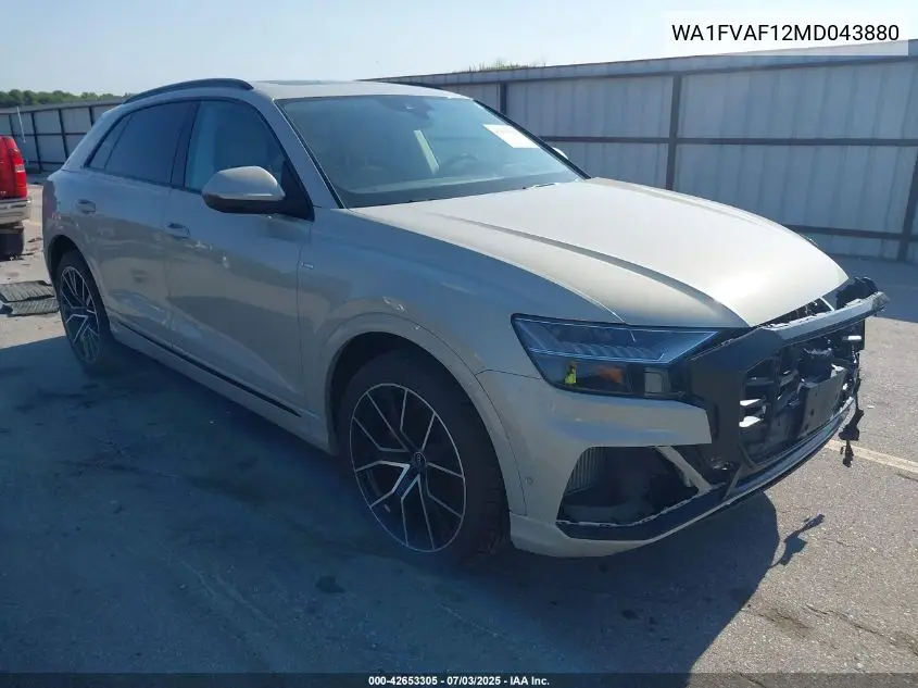 2021 Audi Q8 Prestige 55 Tfsi Quattro Tiptronic VIN: WA1FVAF12MD043880 Lot: 42653305