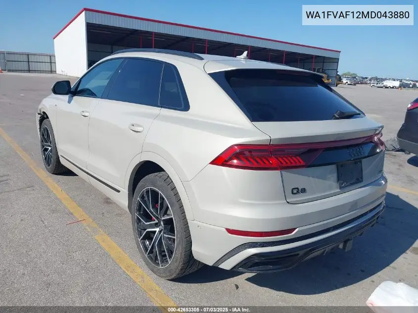 2021 Audi Q8 Prestige 55 Tfsi Quattro Tiptronic VIN: WA1FVAF12MD043880 Lot: 42653305