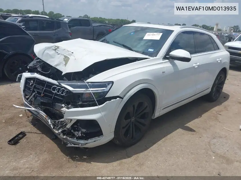 2021 Audi Q8 Premium Plus 55 Tfsi Quattro Tiptronic VIN: WA1EVAF10MD013935 Lot: 42749777