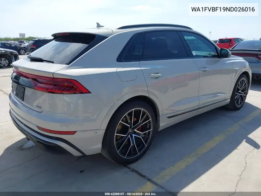 2022 Audi Q8 Prestige 55 Tfsi Quattro Tiptronic VIN: WA1FVBF19ND026016 Lot: 42266157