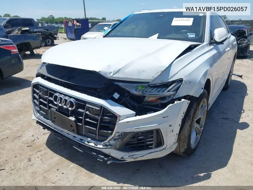 2023 Audi Q8 Premium 55 Tfsi Quattro Tiptronic VIN: WA1AVBF15PD026057 Lot: 42515262