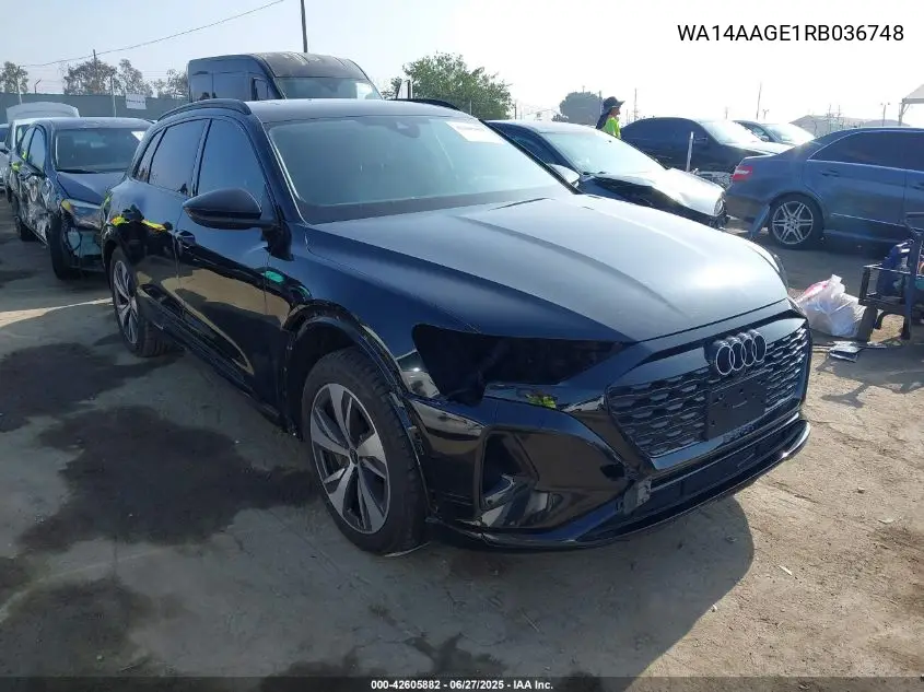 2024 Audi Q8 E-Tron Premium Quattro VIN: WA14AAGE1RB036748 Lot: 42605882