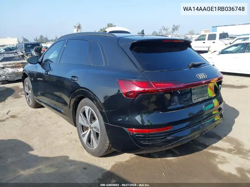 2024 Audi Q8 E-Tron Premium Quattro VIN: WA14AAGE1RB036748 Lot: 42605882