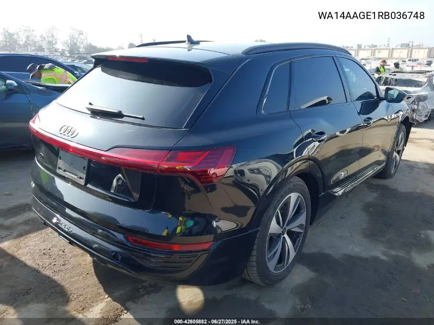 2024 Audi Q8 E-Tron Premium Quattro VIN: WA14AAGE1RB036748 Lot: 42605882