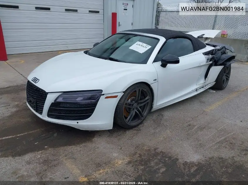 2011 Audi R8 5.2 VIN: WUAVNAFG2BN001984 Lot: 41830131