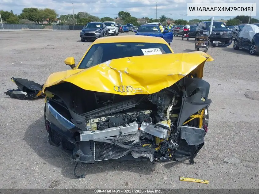 2021 Audi R8 V10 Rwd S Tronic VIN: WUABAAFX4M7900481 Lot: 41687431