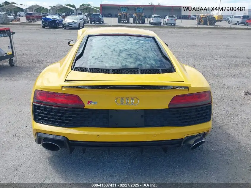 2021 Audi R8 V10 Rwd S Tronic VIN: WUABAAFX4M7900481 Lot: 41687431