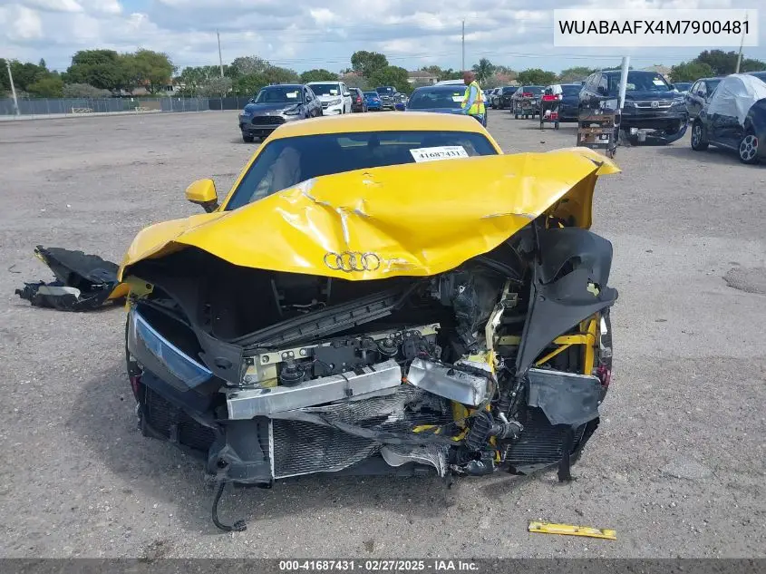 2021 Audi R8 V10 Rwd S Tronic VIN: WUABAAFX4M7900481 Lot: 41687431