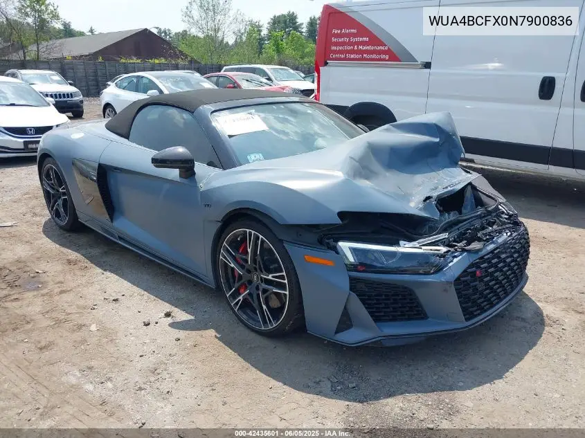 2022 Audi R8 Spyder V10 Performance Quattro S Tronic VIN: WUA4BCFX0N7900836 Lot: 42435601