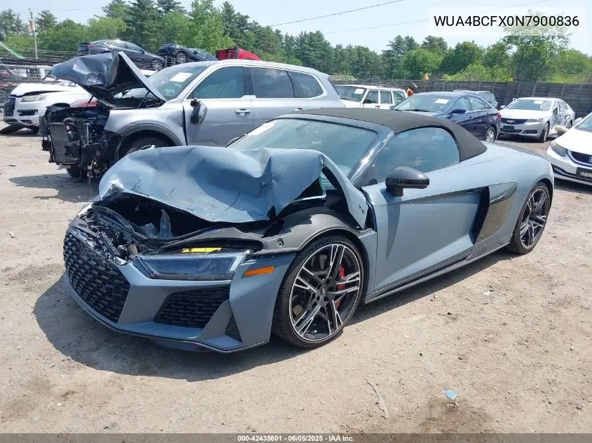 2022 Audi R8 Spyder V10 Performance Quattro S Tronic VIN: WUA4BCFX0N7900836 Lot: 42435601