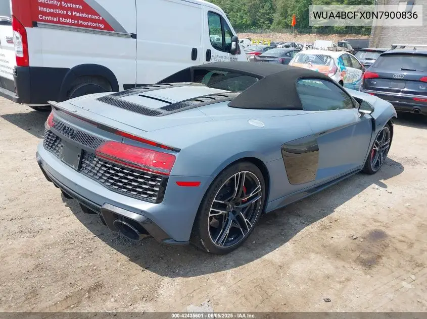2022 Audi R8 Spyder V10 Performance Quattro S Tronic VIN: WUA4BCFX0N7900836 Lot: 42435601