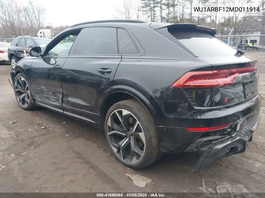 2021 Audi Rs Q8 Tfsi Quattro Tiptronic VIN: WU1ARBF12MD011914 Lot: 41696065