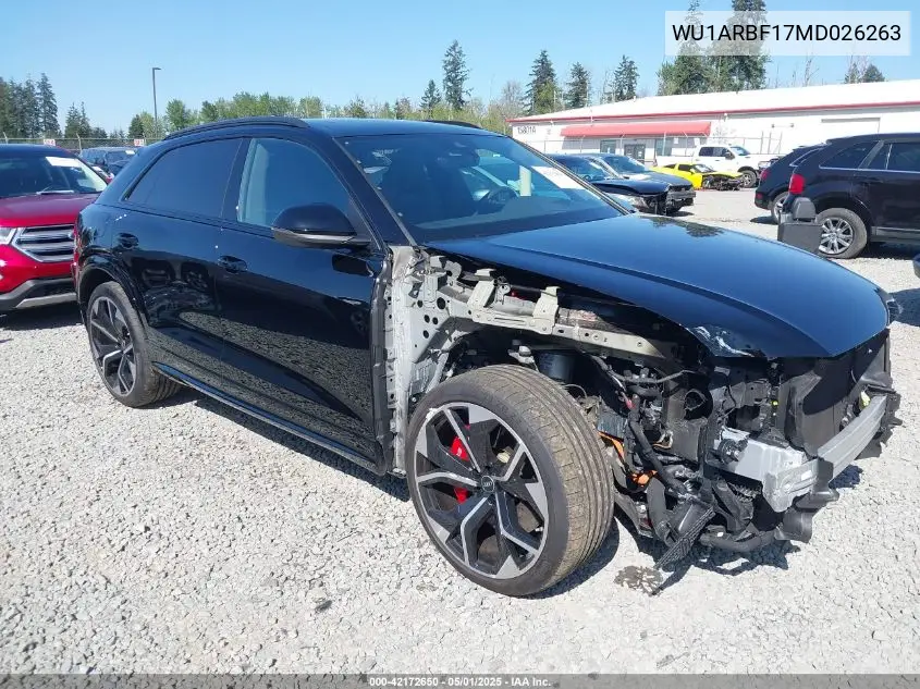2021 Audi Rs Q8 Tfsi Quattro Tiptronic VIN: WU1ARBF17MD026263 Lot: 42172650