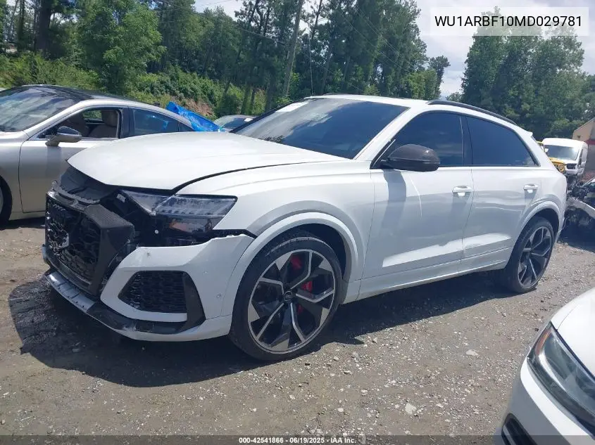 2021 Audi Rs Q8 Tfsi Quattro Tiptronic VIN: WU1ARBF10MD029781 Lot: 42541866