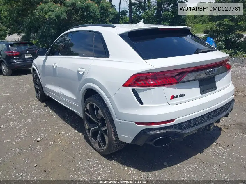 2021 Audi Rs Q8 Tfsi Quattro Tiptronic VIN: WU1ARBF10MD029781 Lot: 42541866
