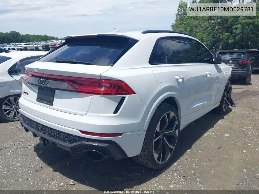 2021 Audi Rs Q8 Tfsi Quattro Tiptronic VIN: WU1ARBF10MD029781 Lot: 42541866