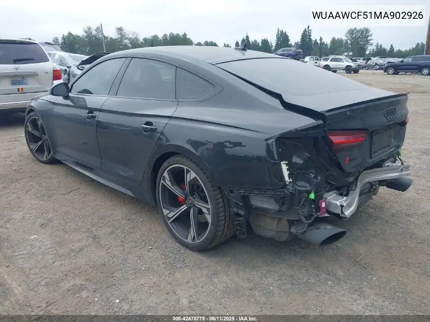 2021 Audi Rs 5 Sportback Tfsi Quattro Tiptronic VIN: WUAAWCF51MA902926 Lot: 42478779