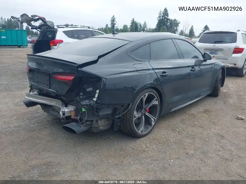 2021 Audi Rs 5 Sportback Tfsi Quattro Tiptronic VIN: WUAAWCF51MA902926 Lot: 42478779