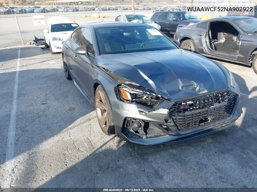 2022 Audi Rs 5 Sportback Tfsi Quattro Tiptronic VIN: WUAAWCF52NA902922 Lot: 42484023