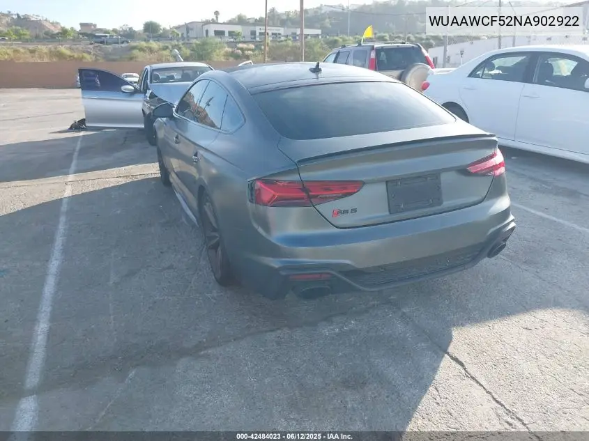 2022 Audi Rs 5 Sportback Tfsi Quattro Tiptronic VIN: WUAAWCF52NA902922 Lot: 42484023
