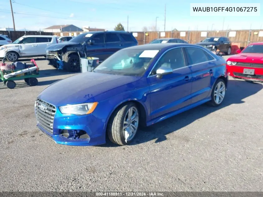 2016 Audi S3 2.0T Premium Plus VIN: WAUB1GFF4G1067275 Lot: 41188911