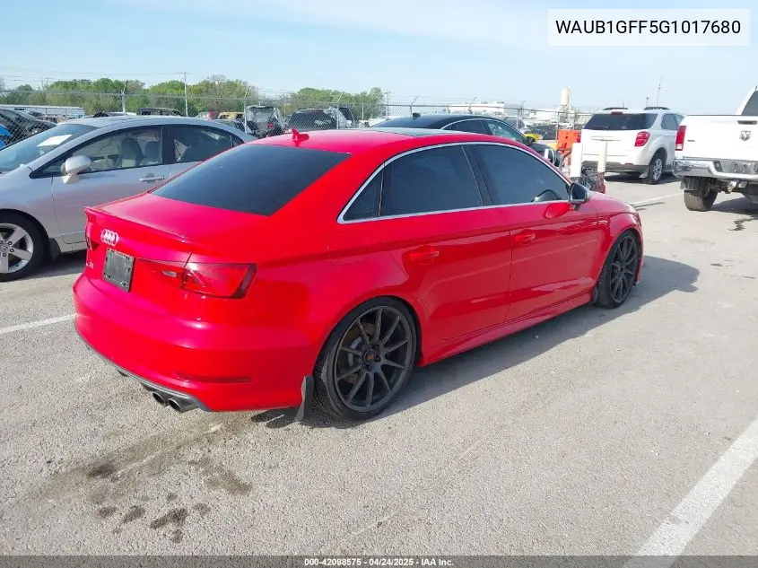 2016 Audi S3 2.0T Premium Plus VIN: WAUB1GFF5G1017680 Lot: 42088575