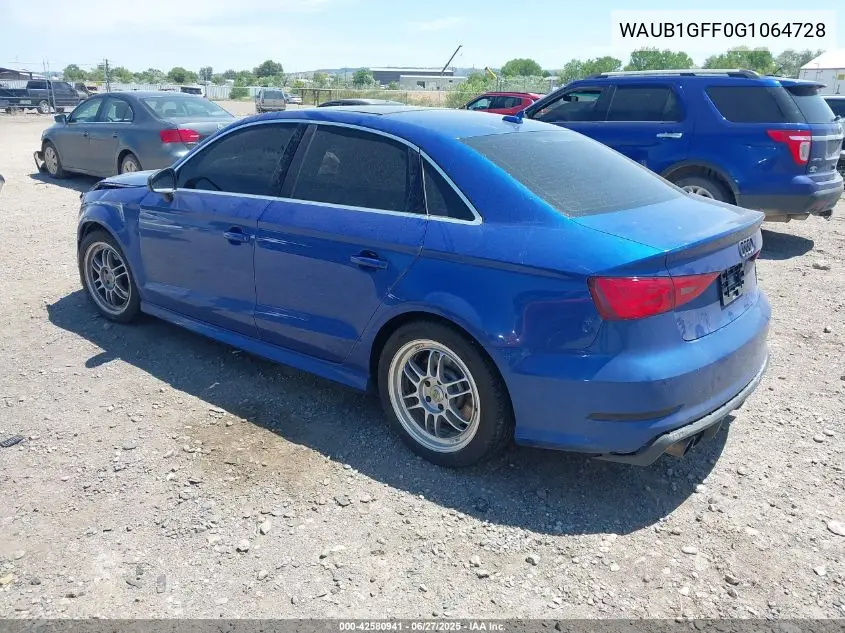 2016 Audi S3 2.0T Premium Plus VIN: WAUB1GFF0G1064728 Lot: 42580941