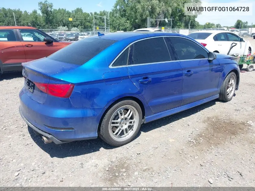 2016 Audi S3 2.0T Premium Plus VIN: WAUB1GFF0G1064728 Lot: 42580941